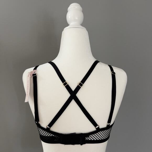 Victoria’s Secret Very Sexy Strappy Mesh Sheer Fishnet Demi Bra Black Sz.M NWT - Picture 2 of 6